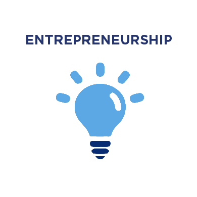 Blue light bulb icon for entrepreneurship