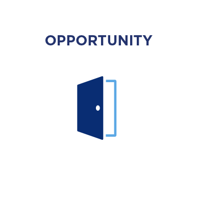 Blue silhouette of a door opening - Opportunity Icon