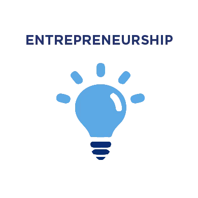 Blue light bulb icon for entrepreneurship
