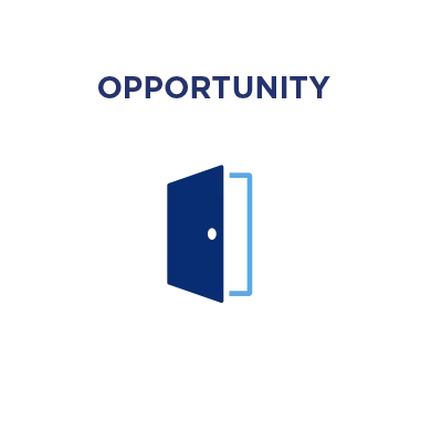 Blue silhouette of a door opening - Opportunity Icon
